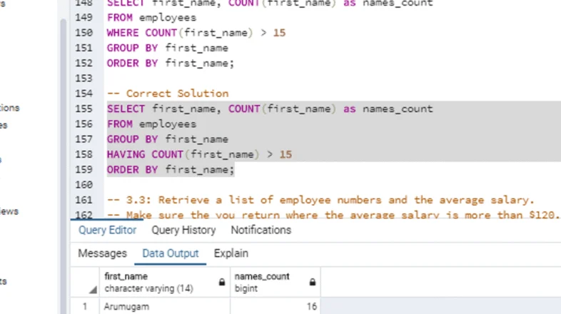 Performing Data Aggregation using SQL Aggregate Functions オンライン講座