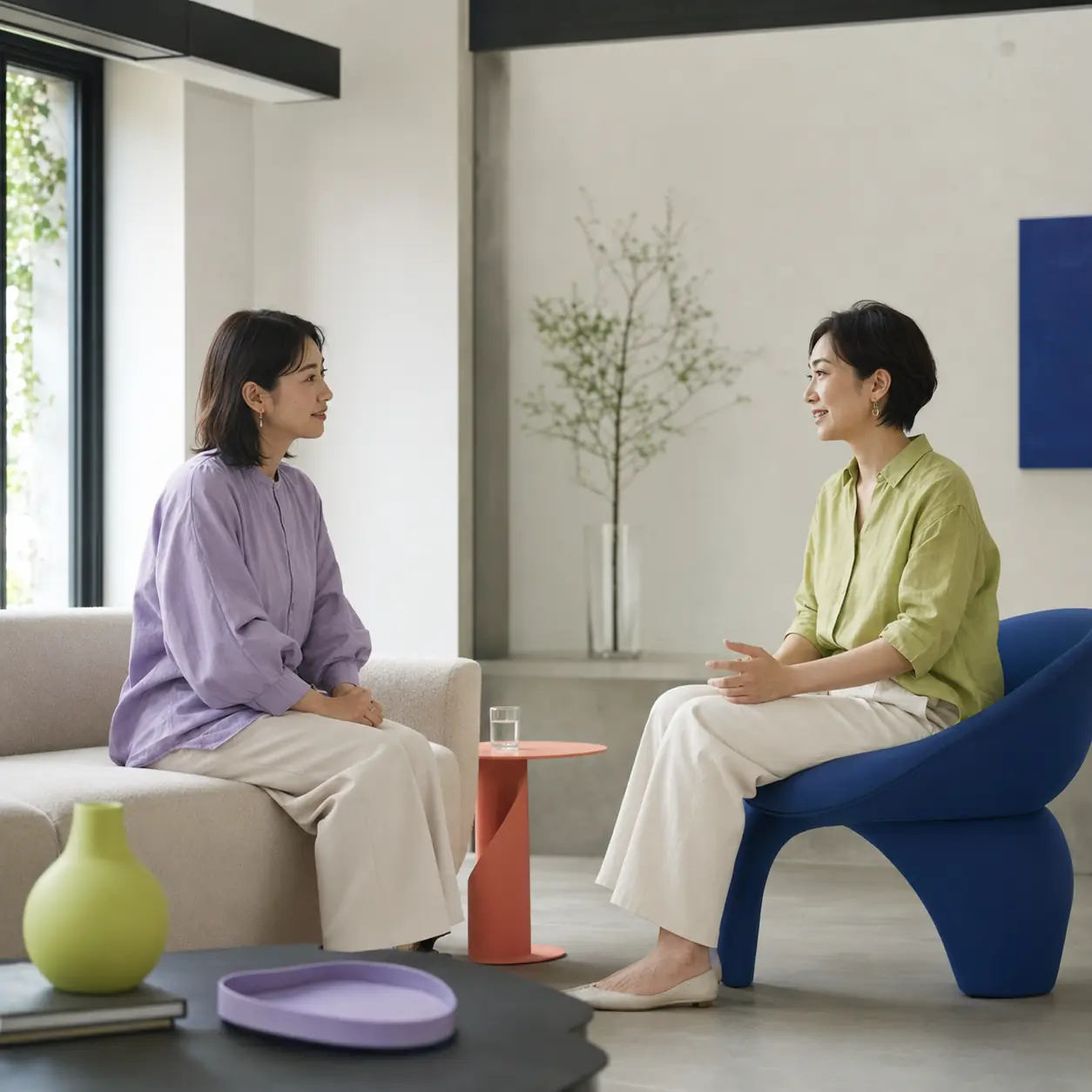 対話する二人の日本人女性